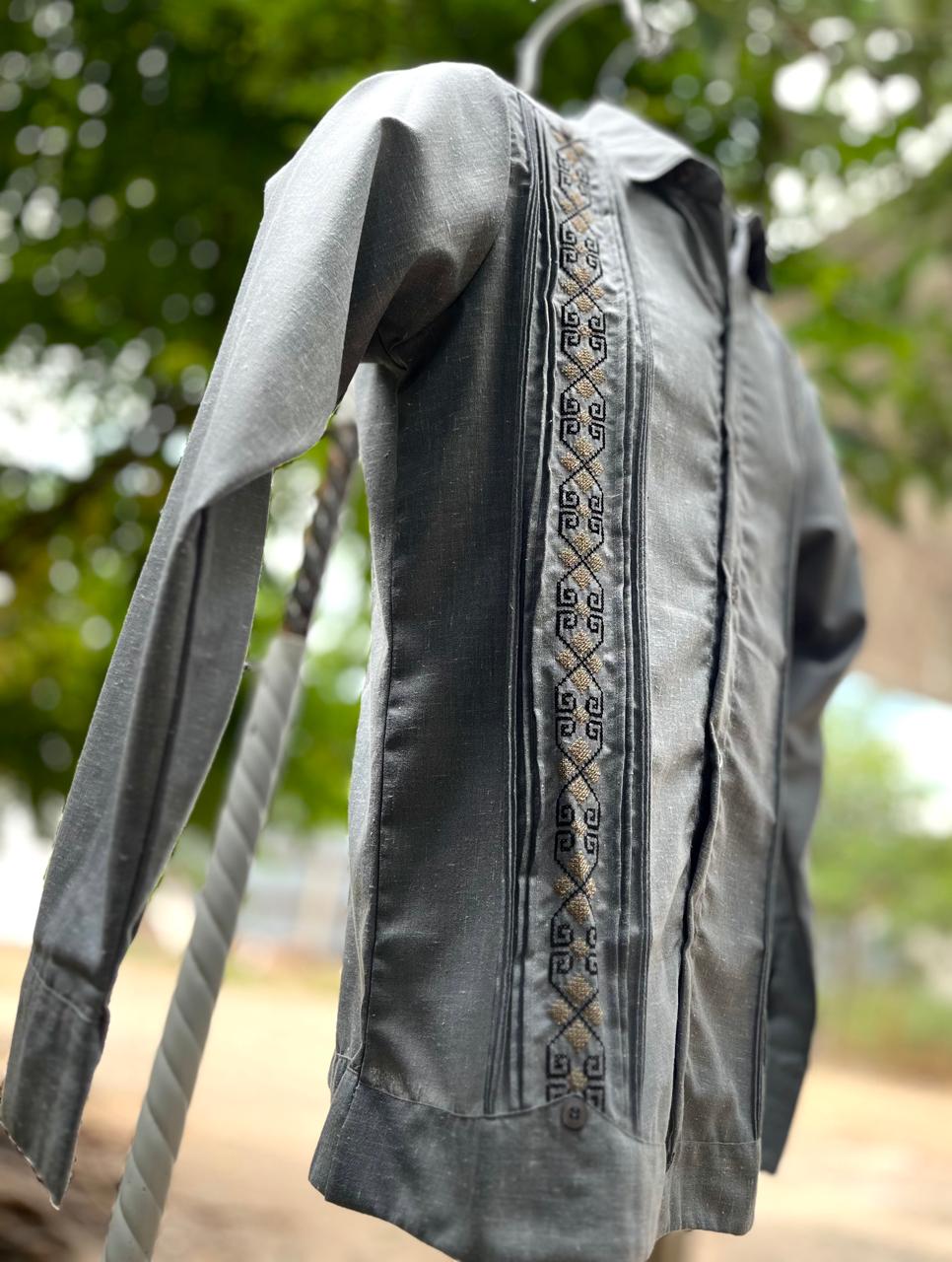 Guayabera Versátil Gris Jaspeado