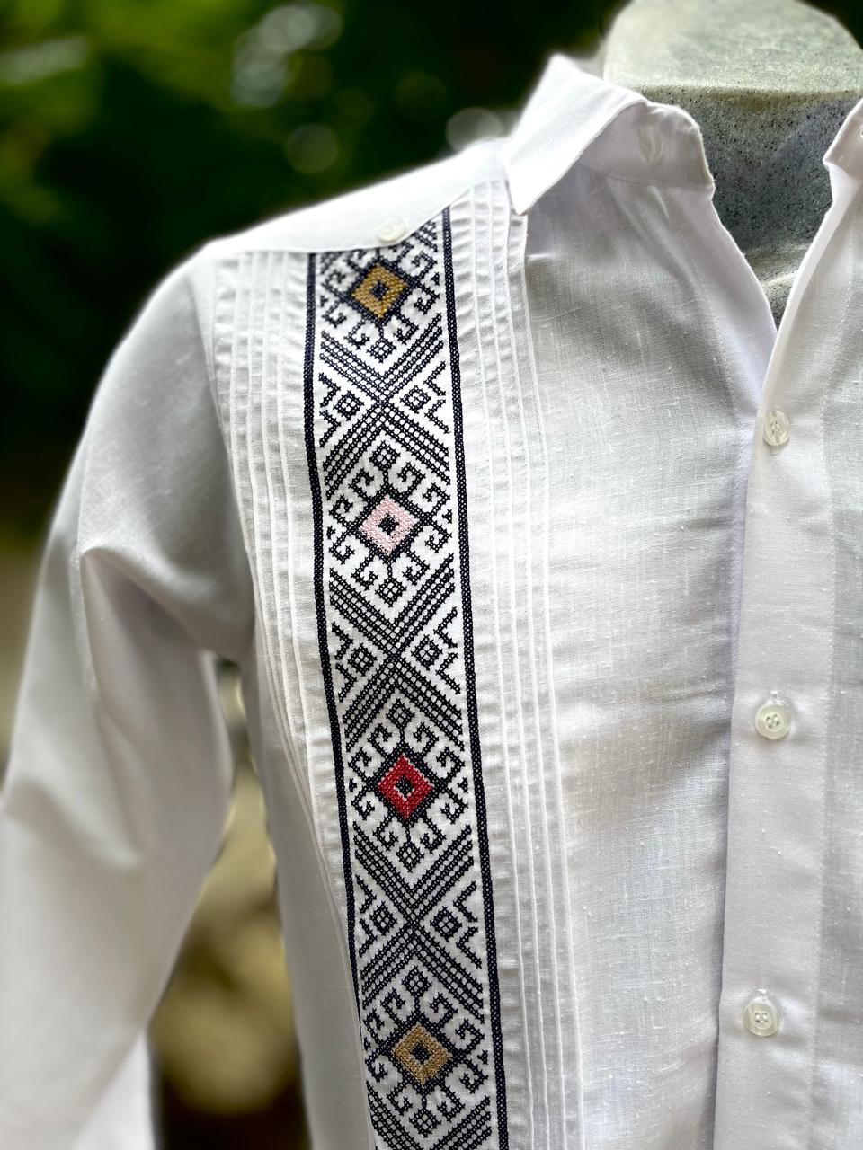 Guayabera Elegante Asimétrica tipo Panal