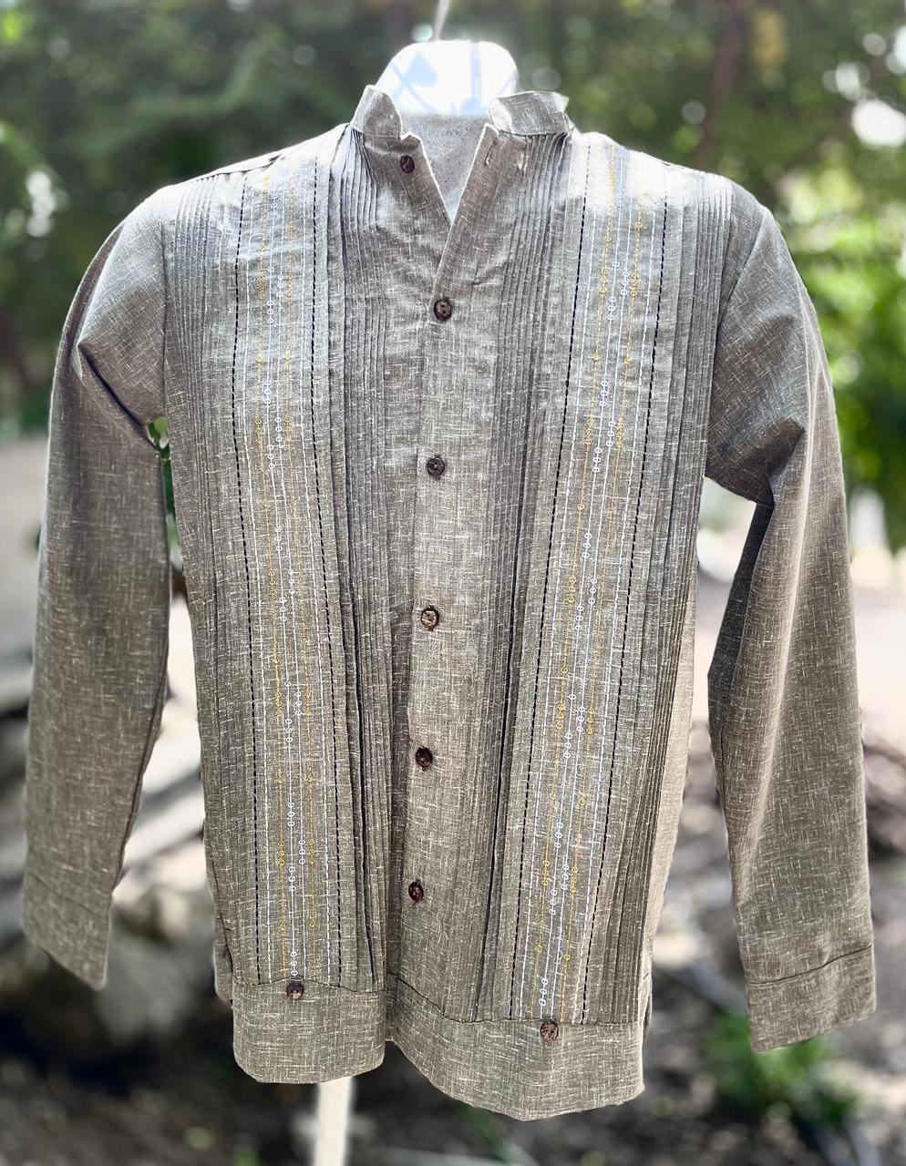 Guayabera Versátil Verde Jaspeado
