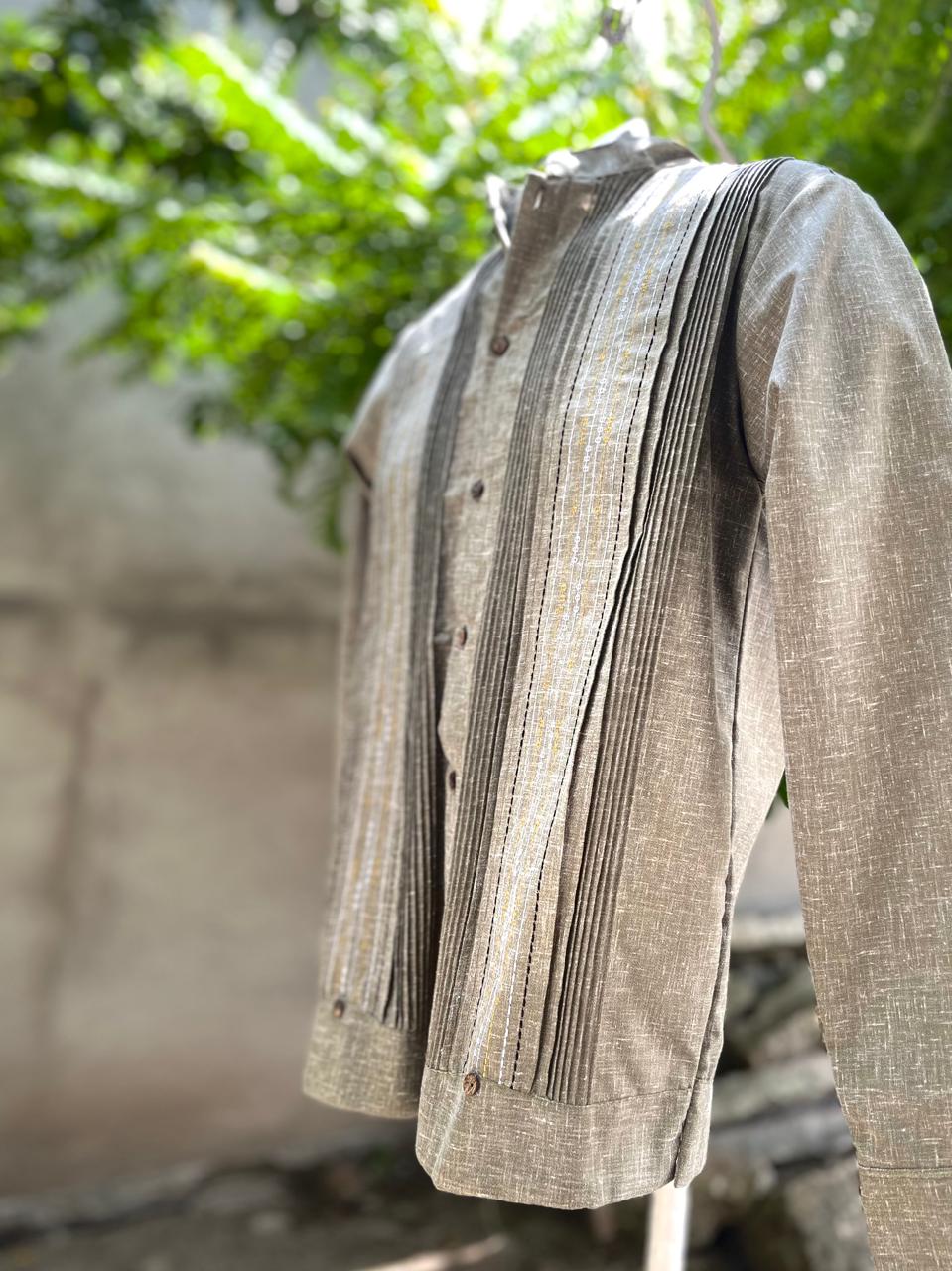 Guayabera Versátil Verde Jaspeado