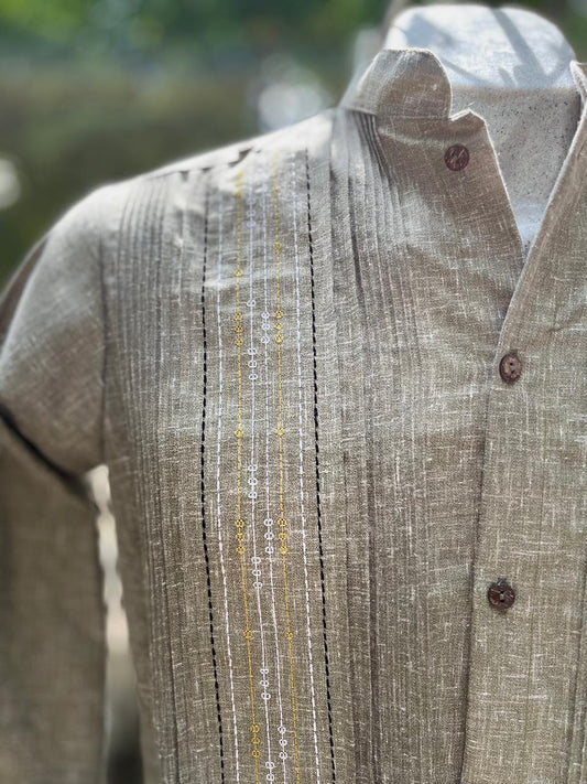 Guayabera Versátil Verde Jaspeado