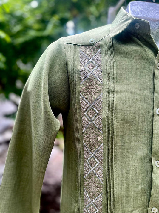 Guayabera Llamativa Verde Cipre