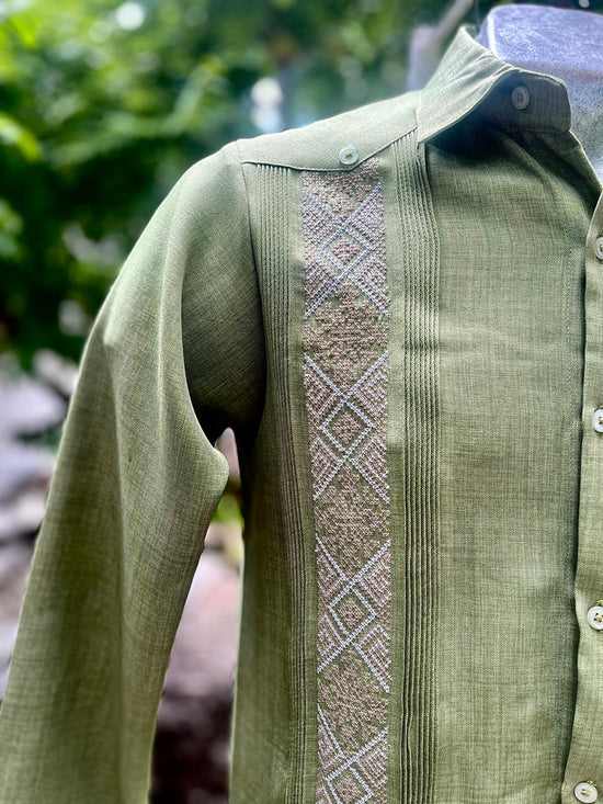 Guayabera Llamativa Verde Cipre